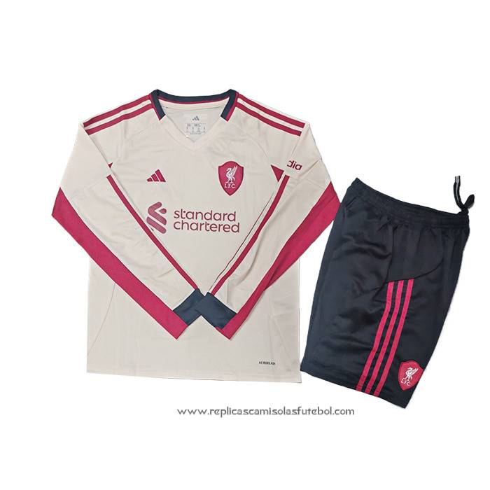 Camisola 2º Liverpool 2025-2026 Crianca Manga Comprida